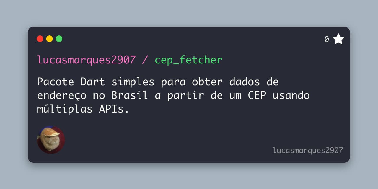 Preview do repositório cep_fetcher no GitHub