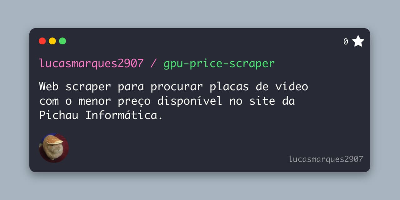 Preview do repositório gpu-price-scraper no GitHub