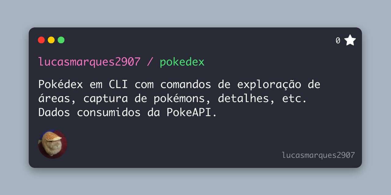 Preview do repositório pokedex no GitHub